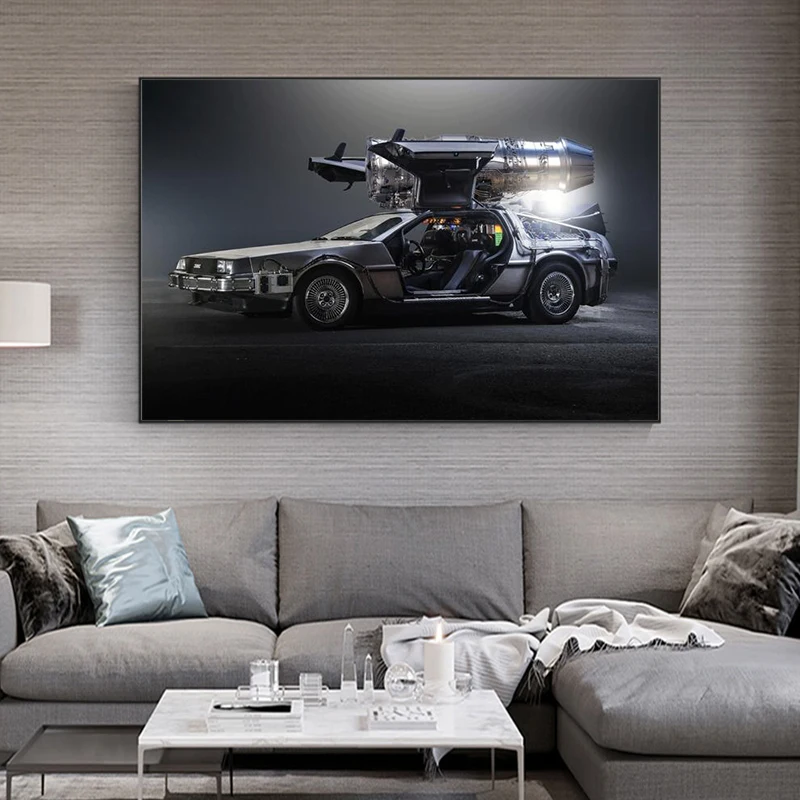 

Movies Back to the Future Car Delorean Time Machine Canvas Posters and Prints Art Paintings on the Wall Pictures Home Decor