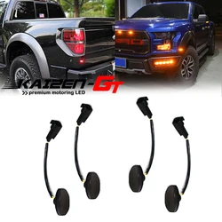 4PCS Smoked Lens Front Amber & Rear Red Full LED Car Bumper Fender Side Marker Lights Kit For 2010-2014 Ford F-150 Raptor 12V