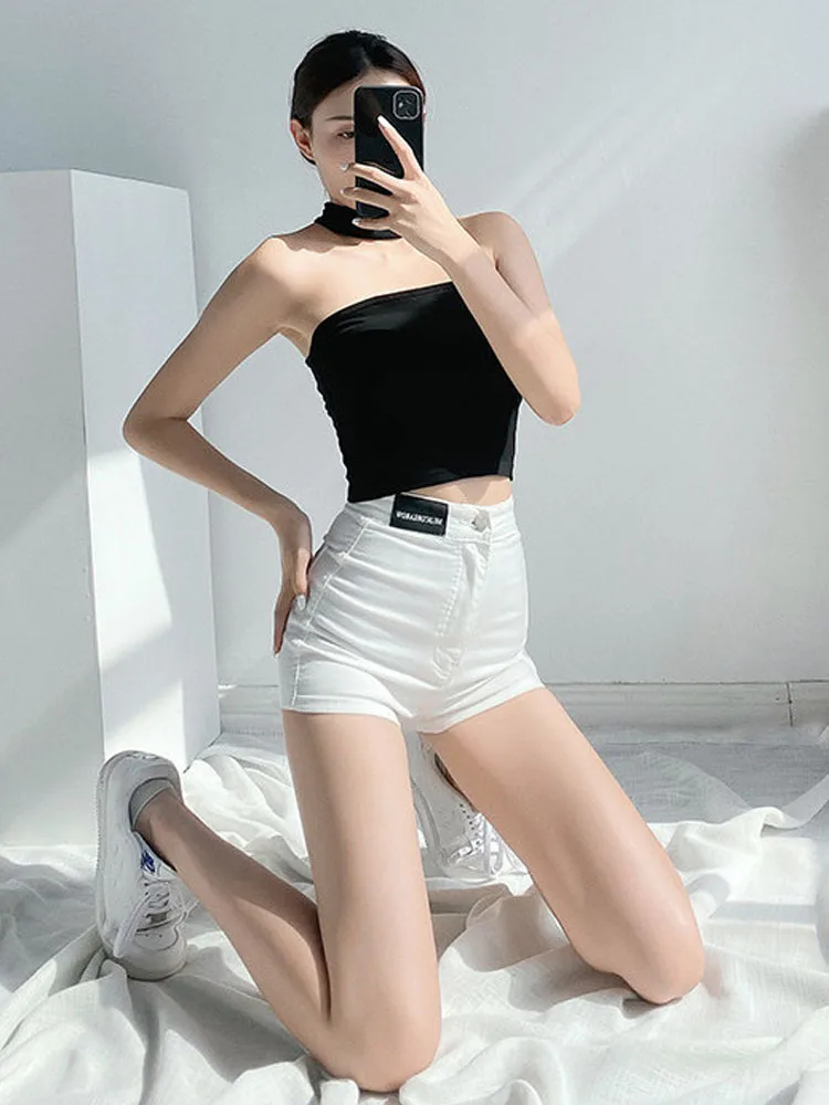 Sexy White Denim Shorts Women Fashion High Waist Buttons Zipper Slim Shorts 2022 Summer Beach Streetwear Female Jeans Shorts