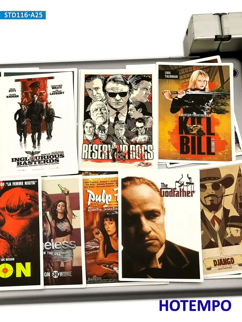 25PCS Classic Movie Posters Stickers Pulp Fiction Godfather Retro Fashion Decals for Laptop Scrapbook Luggage Phone Sticker Toys