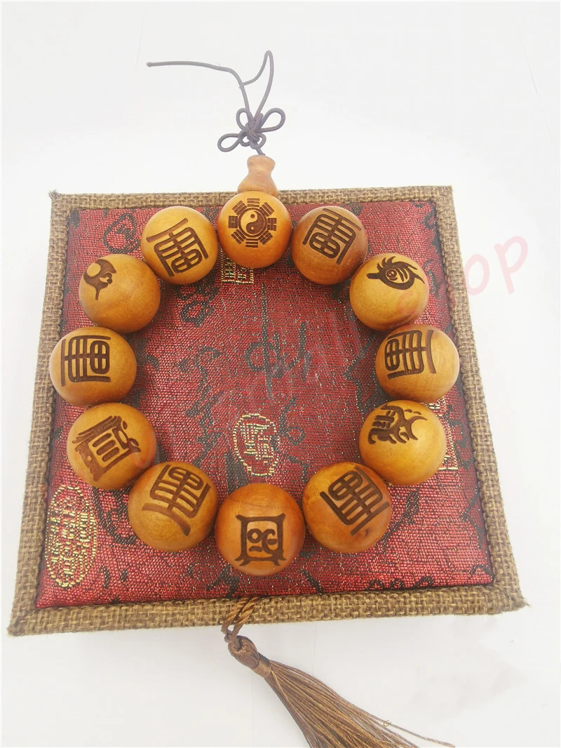 Pure Manual Hand String Bracelet, Taoist articles, True Shape Map of five mountains, Jujube Wood Hand String, Taoist Magic Tools