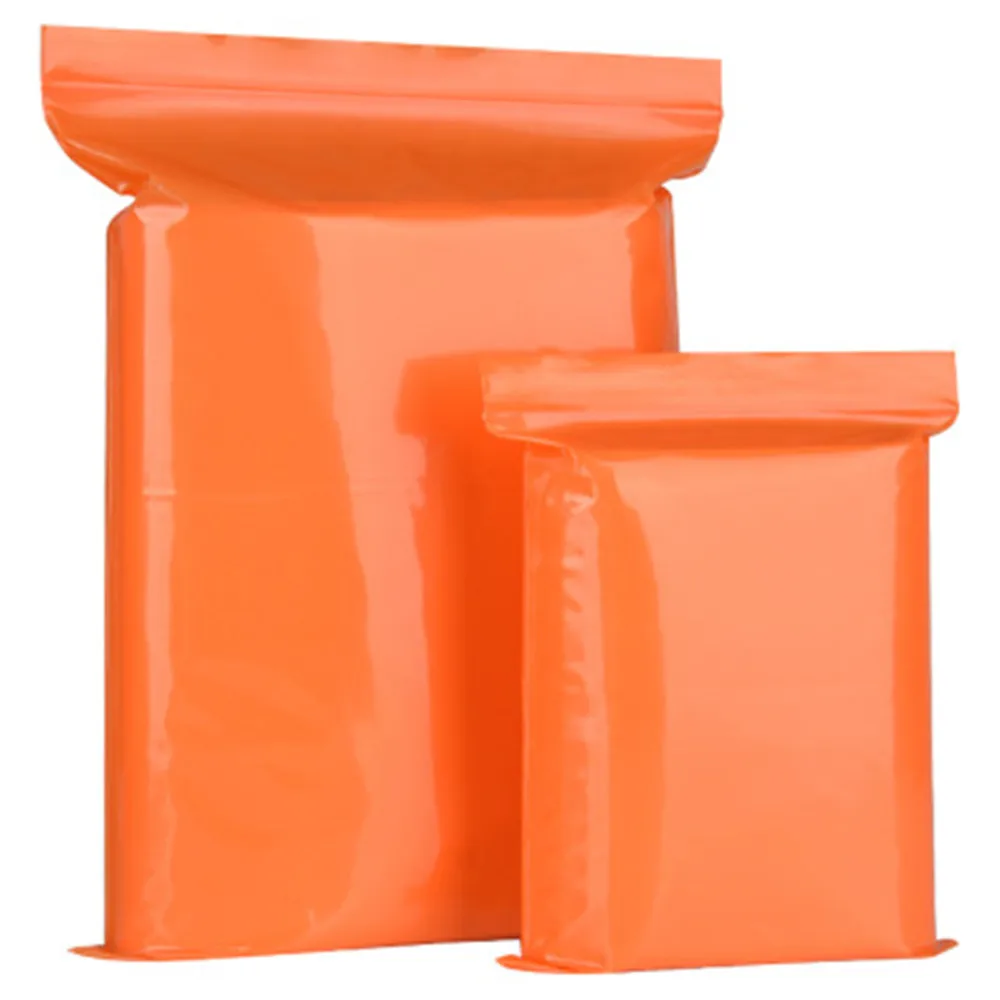 200Pcs Orange Plastic Zip Lock Bag Self Seal Reclosable Dustproof Sundries Crafts Zipper Storage Package Pouches