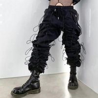 Men's Drawstring Pants Sweatpants Heavy Industry Function Cargo Long Trousers Hip Hop Streetwear Quick Dry Male Wide Leg Pants