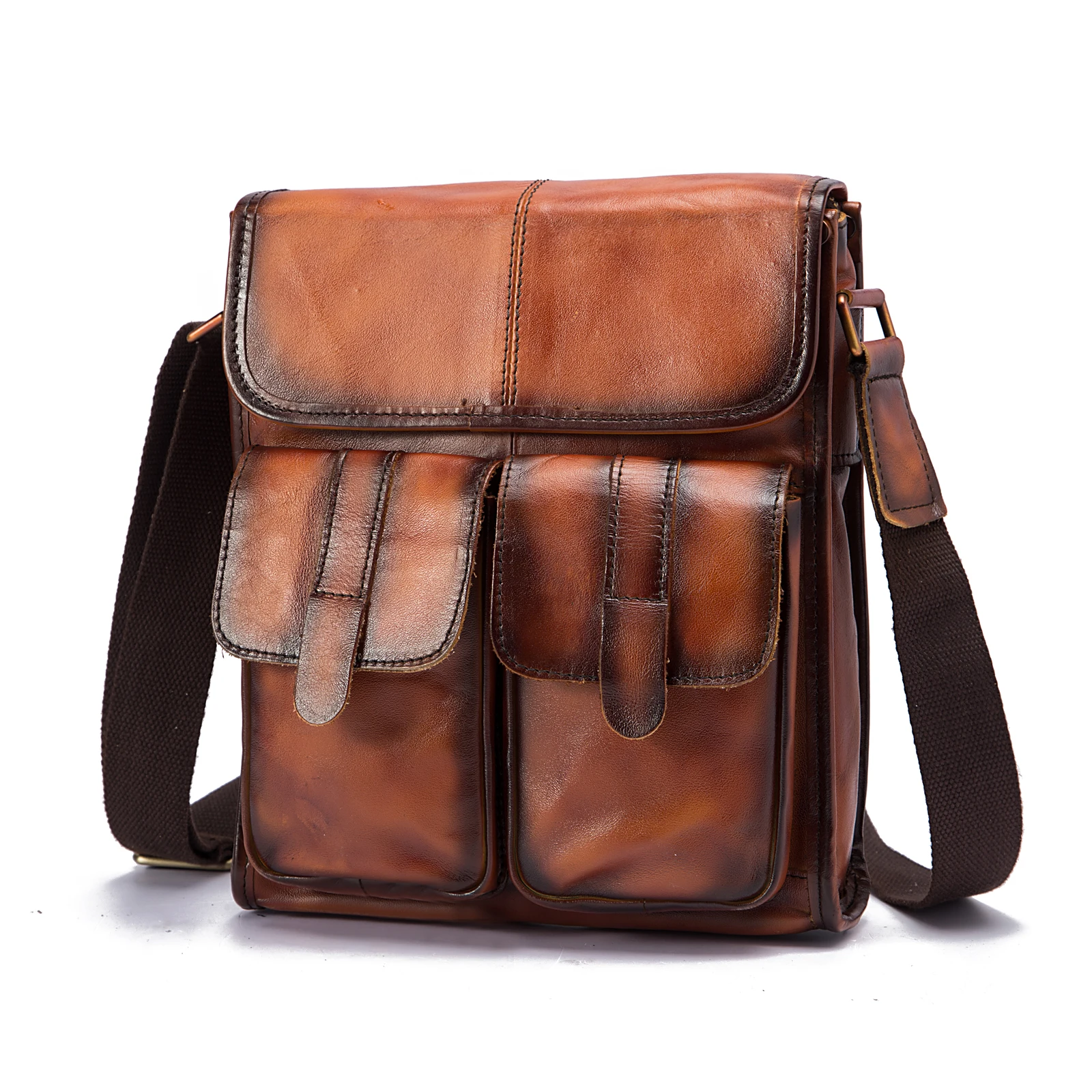 Genuine Leather Male Design One Shoulder Messenger bag cowhide fashion Cross-body Bag 10\