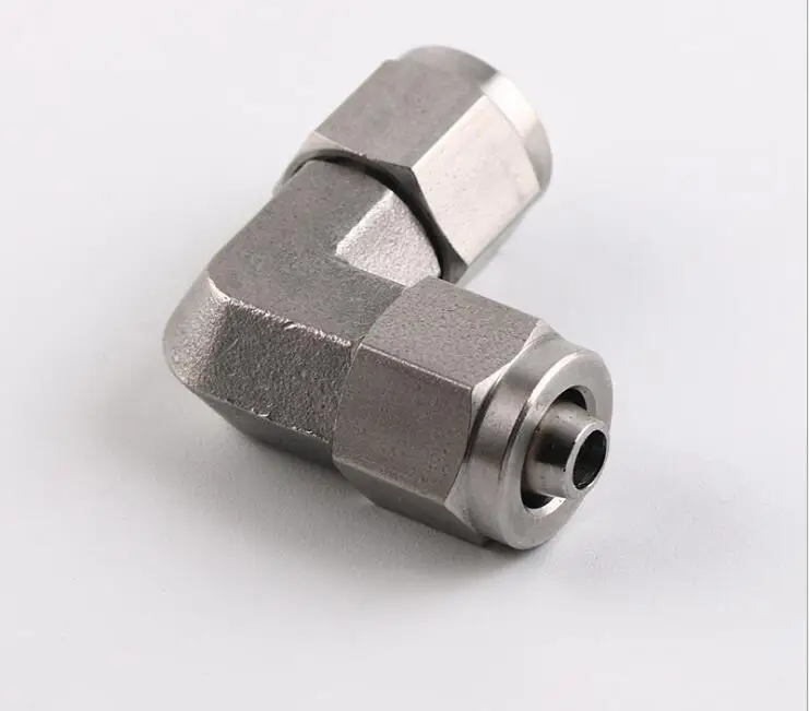 OD 6 8 10 12mm Stainless steel 304 Push On Knurled Pneumatic Rapid Screw Union Elbow Connector