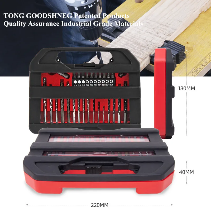 30pc Woodworking Wood Drills Twist Drill Bit HSS Metal Drill Bits 1/4 Titanium for Metal Wood Plastic In Case Household Tools