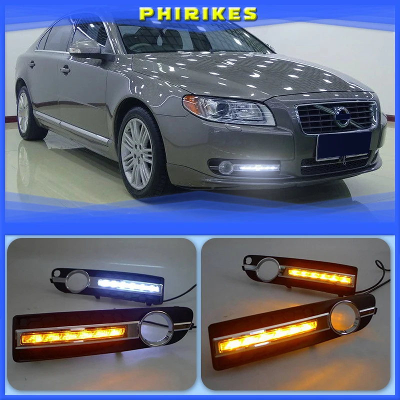 

2 pcs car styling for Volvo S80 2009 - 2013 LED Day light DRL Daytime driving Running Lights Daylight cover yellow turn signal