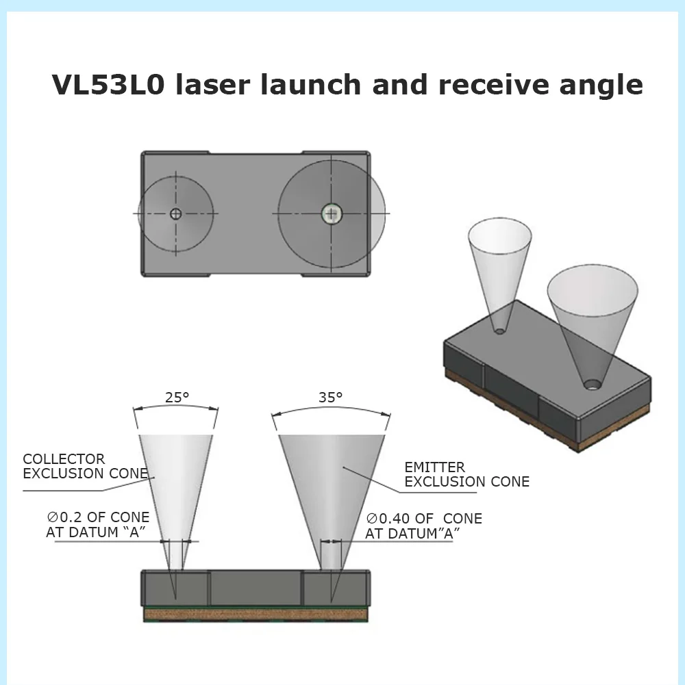 VL53L0 VL53L1 VL53-400 Laser-Entfernungssensormodul, Entfernungsmodul, seriell, TTL, IIC, I2C, ASCII-Ausgang, 3–200 cm, 4–400 cm, 3,3–5 V – Detail 13