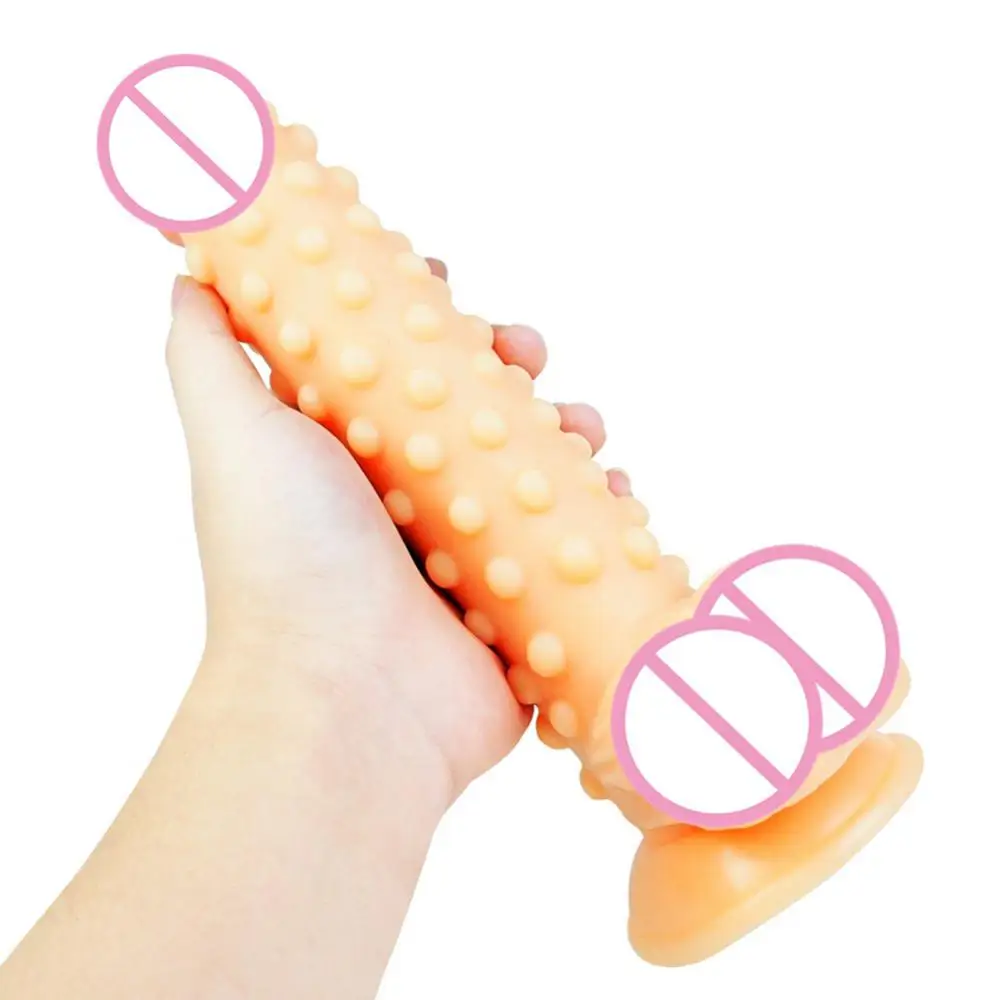 Soft Sex Toy Dildo Women Faux Penis with Bump Thorn Suction Cup Masturbation Sex Toy