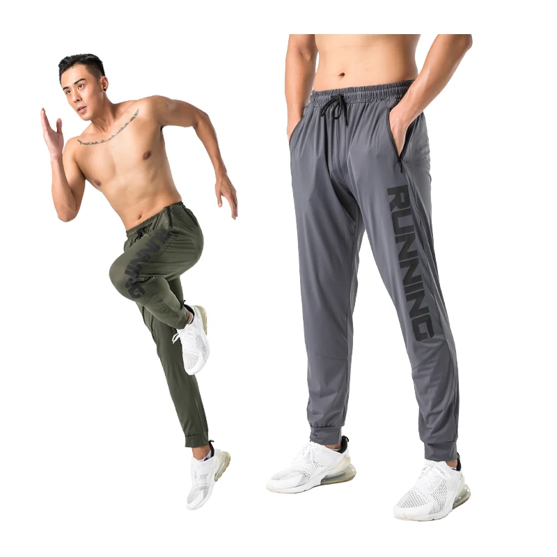 Pantalones de chándal elásticos para hombre, pantalones largos ajustados de secado rápido para gimnasio y entrenamiento