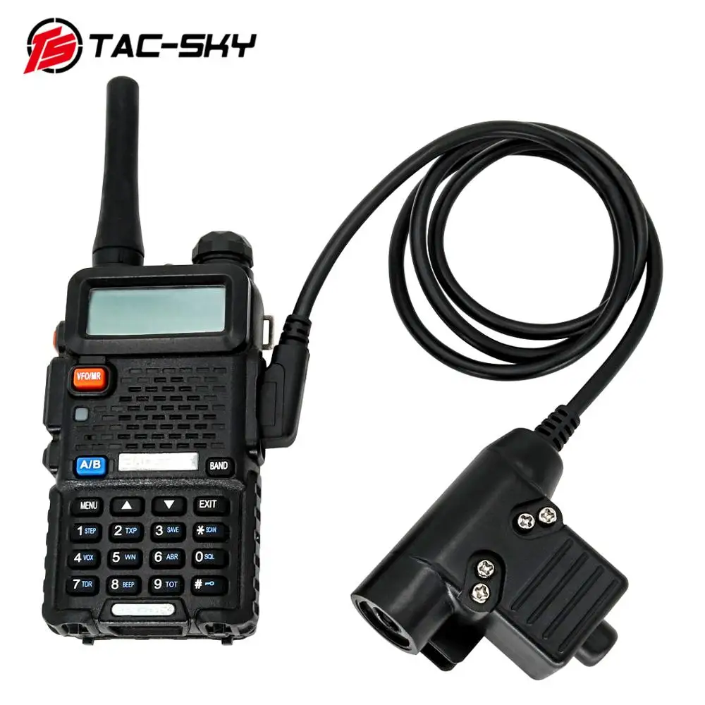 TS TAC-SKY Adaptador PTT tático U94 PTT kenwood plug para rádios Baofeng UV5R UV82 e fone de ouvido tático