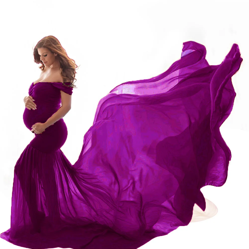 Long Maternity Photography Props Pregnancy Dress For Photo Shooting Off Shoulder Pregnant Dresses For Women Maxi Maternity Gown