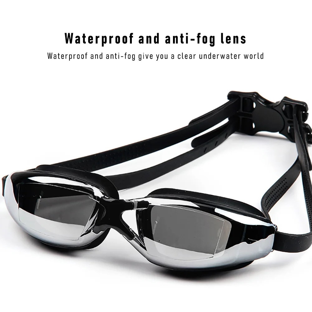 1Pcs Big Frame Plating Waterproof Anti-fog Swimming Glasses Men Women Myopia Ribbon Digital Surfing Electroplated MT Equipment
