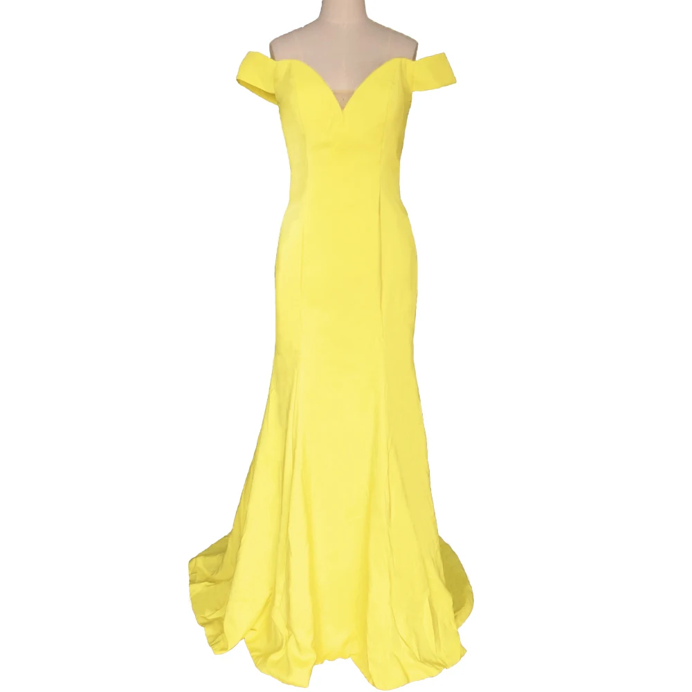 Fora do ombro sereia vestidos de baile para meninas negras, vestidos de casamento, vestido de formatura Homecoming, simples, amarelo, sob medida