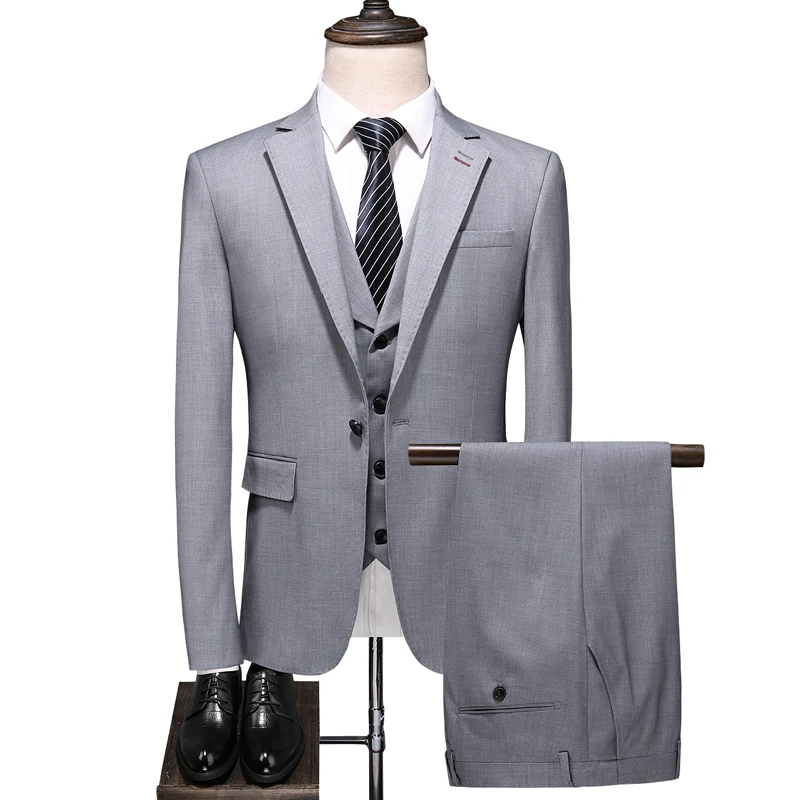 

Grey Single Brest Wedding Suit S-5XL Business Forma Mens Suits Wedding Groom Costume Homme Slim Fit Three-piece Set