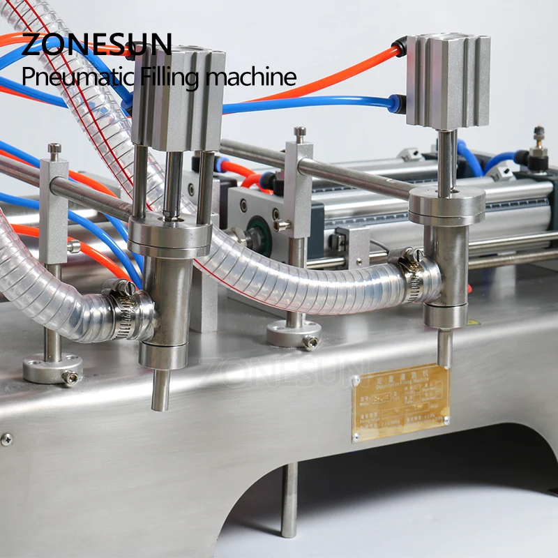 ZONESUN Double Heads Semi Automatic Shampoo Juice Milk Edible Oil Bottle Piston Filling Machine