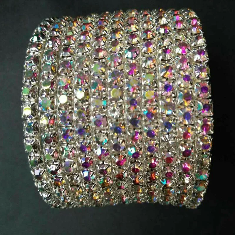 Crystal Rhinestone Bangles Silver Plated and Gold Color Bracelet Multi-row Spiral Bangle Bracelets for Women