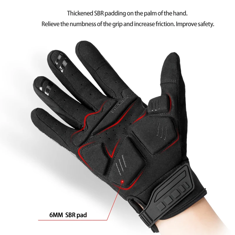 ROCKBROS gants de cyclisme thermiques automne hiver gants coupe-vent SBR écran tactile gants de vélo gants de Sport antichoc à doigt complet