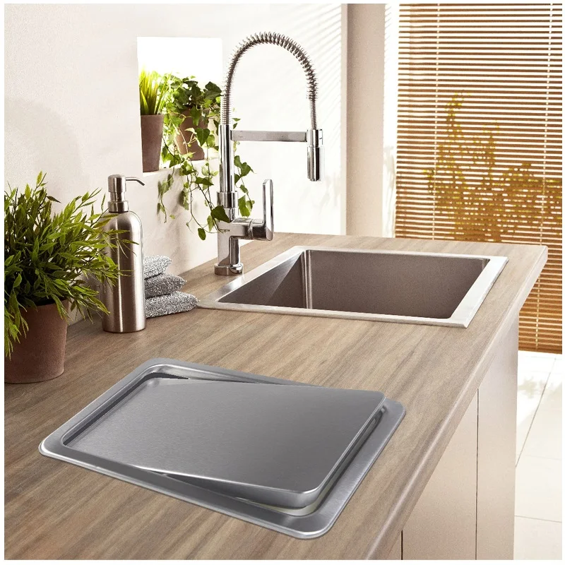 Rectangle Stainless Steel Countertop Flush Built-in Rolling Flip-top Swing Cover Lid Trash Waste Matte Black Red Copper