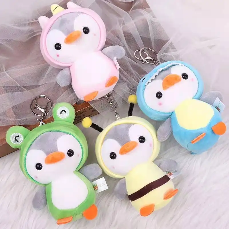 Robe de pingouin en croix, mignon et créatif, pendentif licorne abeille grenouille, porte-clés en peluche douce, poupée apaisante, cadeau de noël intéressant, nouvelle collection