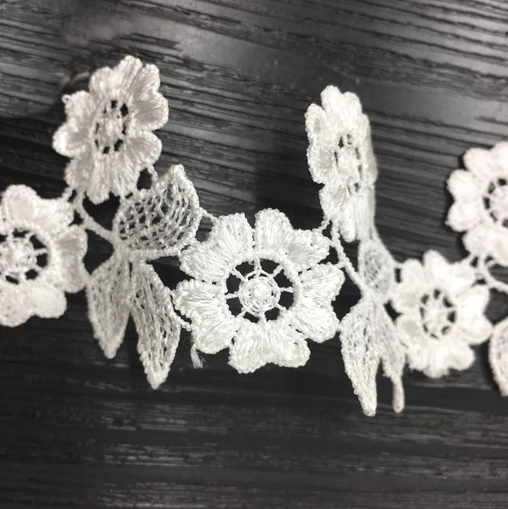 Hollow Leaves Flowers Embroidered Lace Fabric Trim Ribbons DIY Sewing Handmade Craft Materials