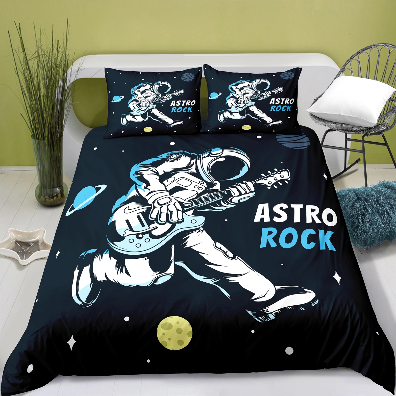 

Bedding Set for Girls Boys Guitar Printed Duvet Cover Set Musical Pattern Comforter Cover&Pillowcases Home Bedding Juego De Cama