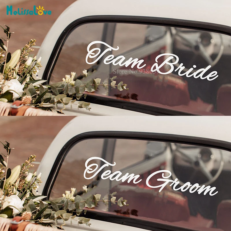 59cm wide 3 Font Available Team Bride Team Groom wedding car sticker Sets Decal Wedding Party Sign Welcome Vinyl Stickers BA391