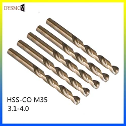 10 PCS  Twist Drill Bits 3.1, 3.2, 3.3, 3.4, 3.5, 3.6, 3.7, 3.8, 3.9 4mm HSS-CO M35 steel straight stem for stainless steel