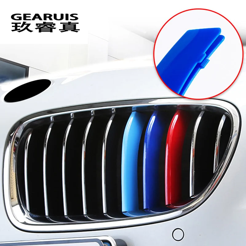 Car Styling For BMW X5 x6 E70 E71 F15 F16 Accessories Head Front Grille For M Sport Stripes Grill Covers Cap Frame Auto Stickers