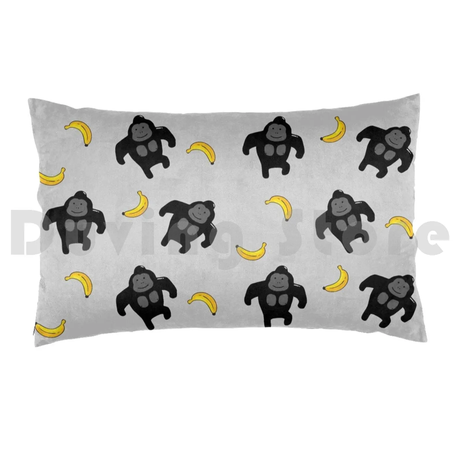 Gorilla Pillow case 400 Gorilla Monkey Kawaii Cute Banana Fruit Cartoon Anime Pattern Cool Design