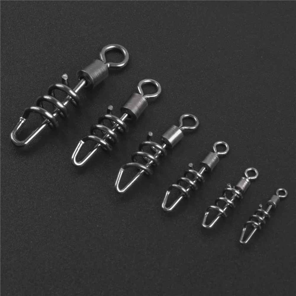 

80Pcs Fast Fishing connector Corkscrew Safety Snaps 2/0-8# Quick Swivels Leader Jig rig Lure Fishing tackle