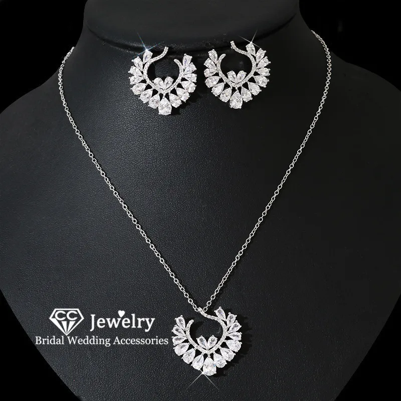 

CC вечерние комплект ювелирных изделий для женщин, свадебные аксессуары, свадебные украшения, обручальное ожерелье, серьги, наборы изящных украшений HL085