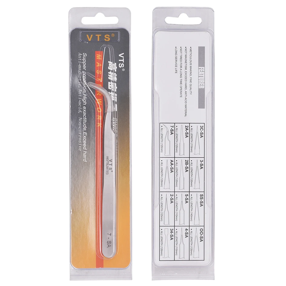 

100% Original Tweezers VTS 00-SA 7-SA MSA-18 MSA-20 Precise Stainless Steel Makeup Eyelash Tweezers Eyebrow Tools