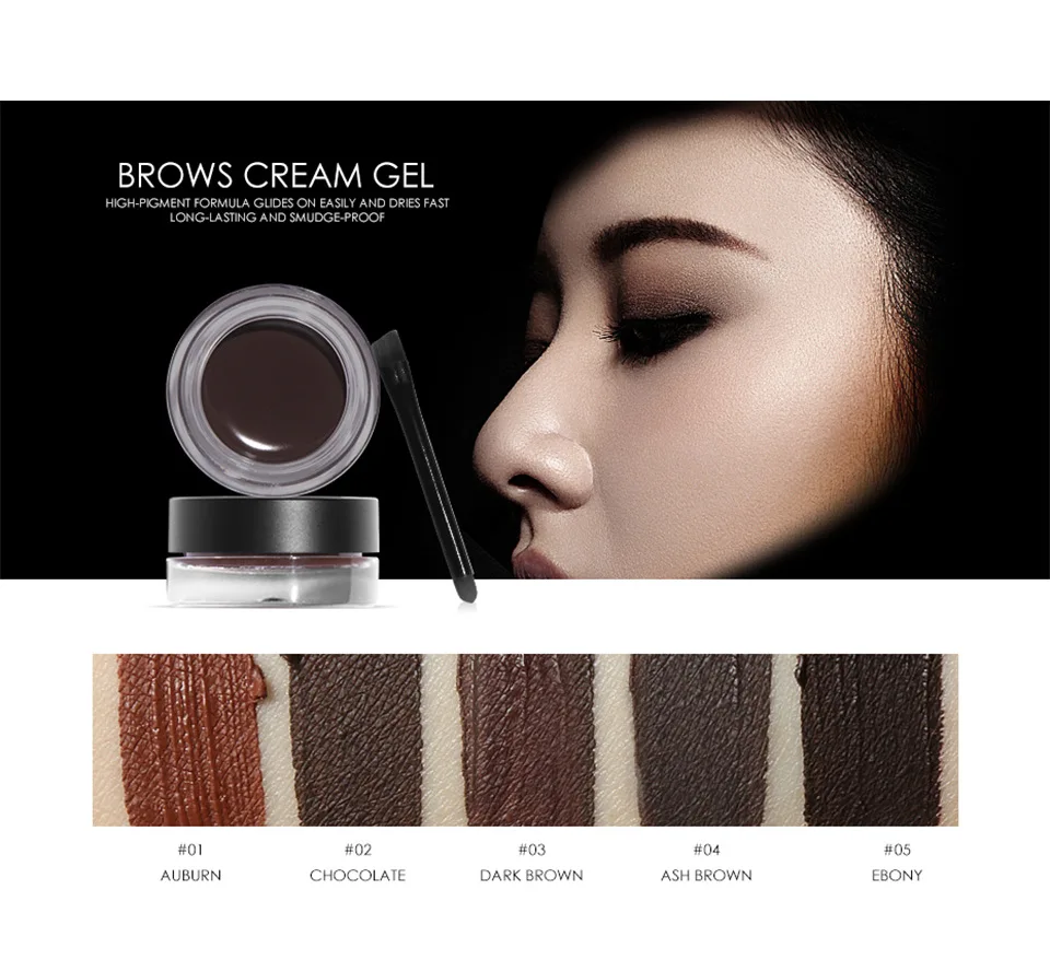 Nowy Profesjonalny 4 Kolory Tint do Brwi Wodoodporny Pomada w Żelu Długotrwały Efekt 3D Naturalny Brązowy Krem Podkreślający Brwi 16061