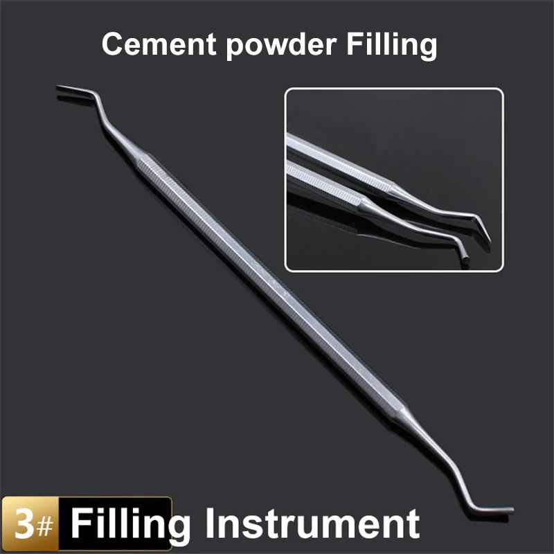 Dental Cement powder Filling Tool High quality Spatula Stainless steel Double Ended 1pc Filler Filling Instrument 2# 3# 4#