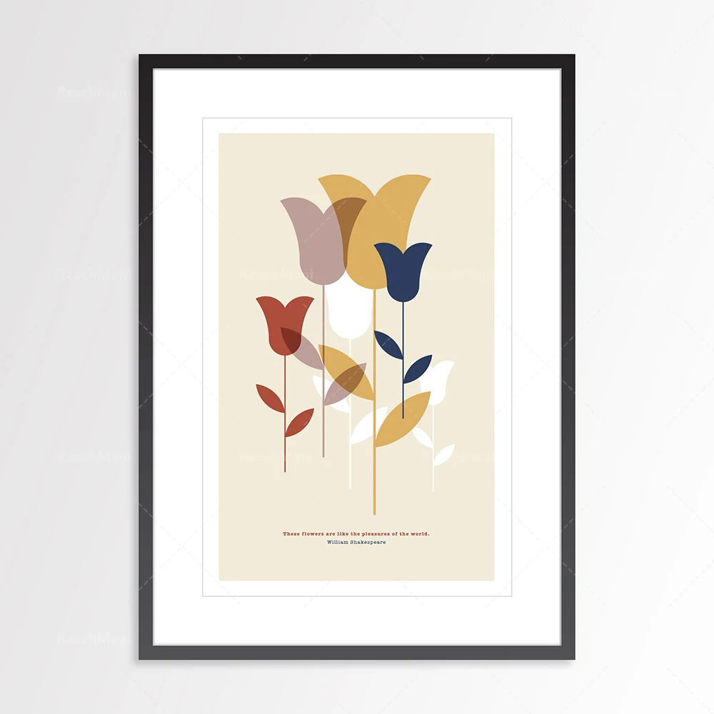 Fleurs Modernes du middle du seccle Modern abstrait equربيك العمارة الهندسة المعمارية الحد الأدنى تصميم الرسومية affiche en