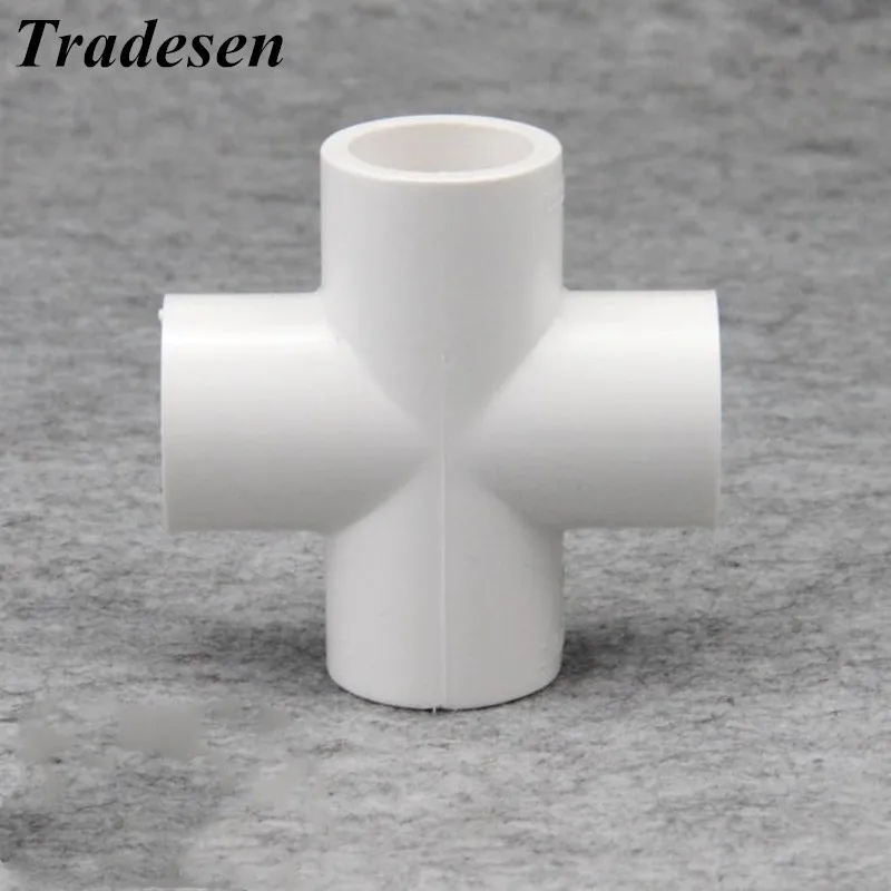 1pc I.D White 20mm-50mm PVC Pipe Cross Connector Garden Irrigation System Parts UPVC pipe 4 Way Adapter Pipe fittings