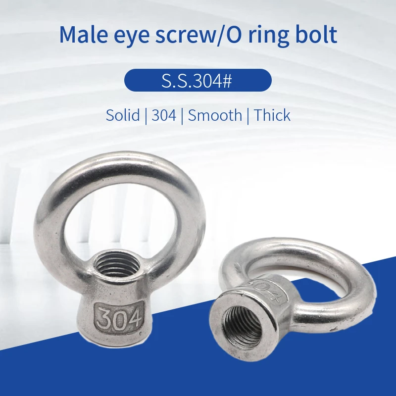 304สแตนเลส Eye Bolt,Lifting และยาวแหวนสกรูแหวนสกรู M3-M36
