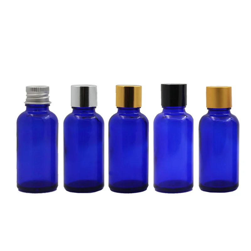 

24 X 5ml -100ml Empty Blue Glass Essential Oil With Reducer Bottle, Glass Vial Tamper Evident Caps Glass Container