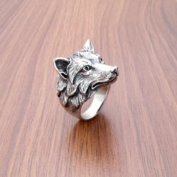 Punk Silver Color 316L Stainless Steel Wild Wolf Biker Ring Men's Fashion Animal Jewelry Gift for Him