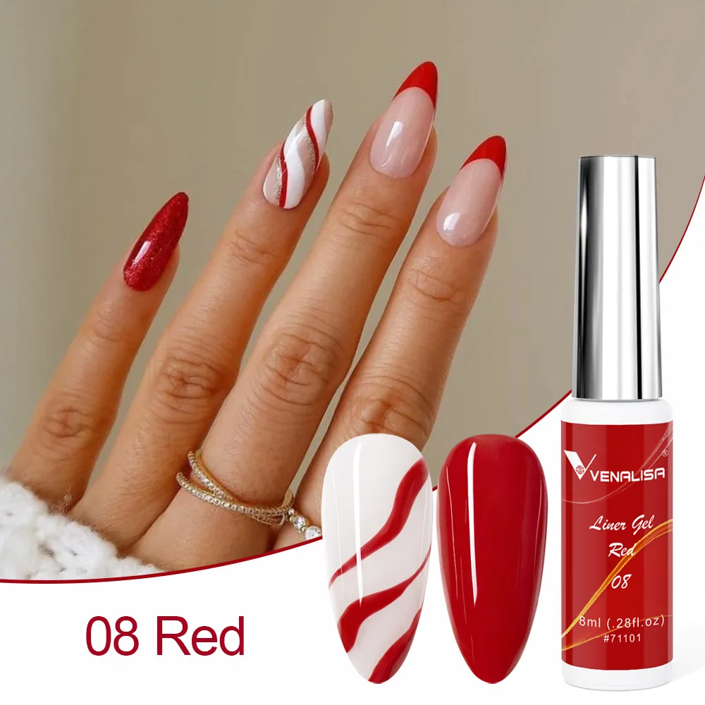 8 ml VENALISA Liner Gel 21 Farben Super Brush Glitter Neon Color Painting Gel Easy Apply French Gel Nail Art Design Drawing Gel – Detail 13