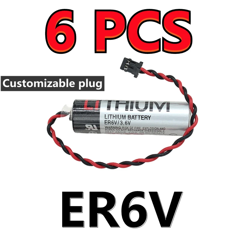 

6 PACK Original New ER6V ER6VC119A 3.6V 2000mAh PLC Battery With Black Plug (Customizable plug)