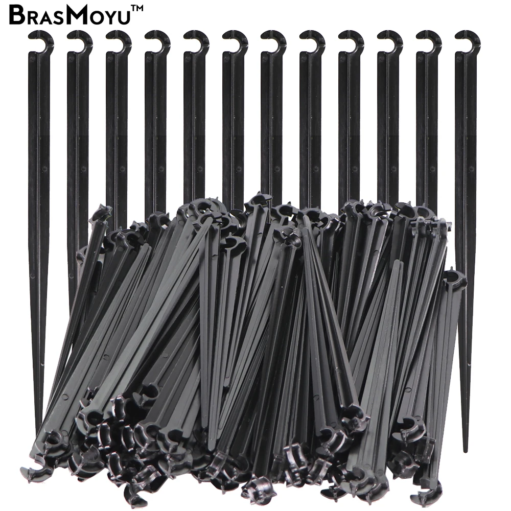 

50-1000PCS 1/4'' Support Holder Stakes C-type Hook Fixed Stem for 4/7mm PVC Hose Flower Drip Irrigation Fitting Greenhouse