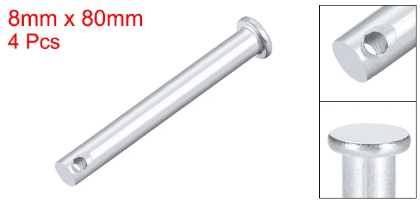 sourcing map 4 pezzi perni a forcella a foro singolo 8mm 10mm diametro testa piatta zincatura perno cerniera in acciaio solido 30/55/60/65/70/75/80/90mm