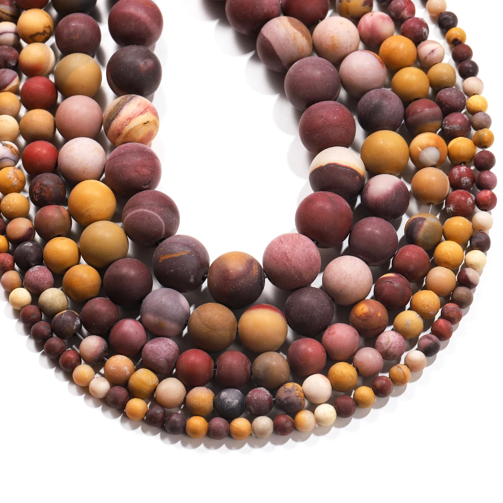 Perles Rondes en Pierre Naturelle Mookaite, 1 Brin, 256 Rouges et Jaunes, DhydrPolish, pour Bijoux de Direction, 4, 6, 8, 10, 12mm