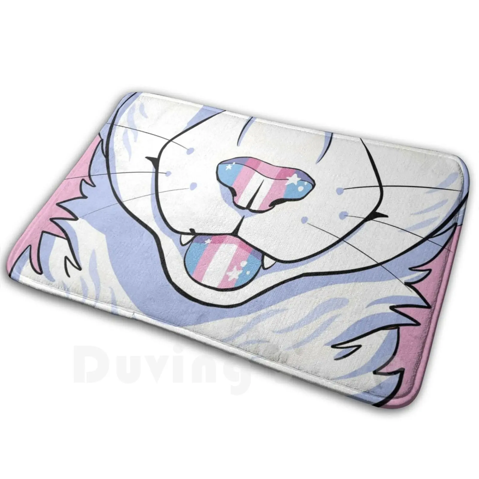 

Trans Pride White Feline Carpet Mat Rug Cushion Soft Rainbow Pride Cat Dust Fox Furry Feline Lion Tiger White Trans