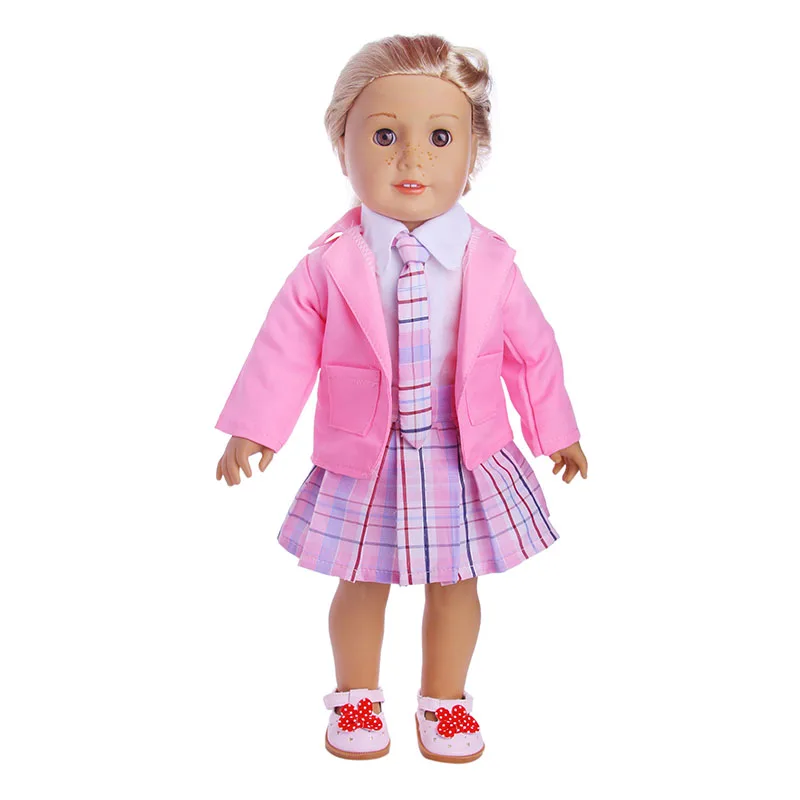 Doll Clothes 3pcs/Set T-shirt+Coll Jacket+Skirt Suit Uniform For 18 Inch American&43CM Reborn Baby New Born Doll ,Girl's Toy DIY