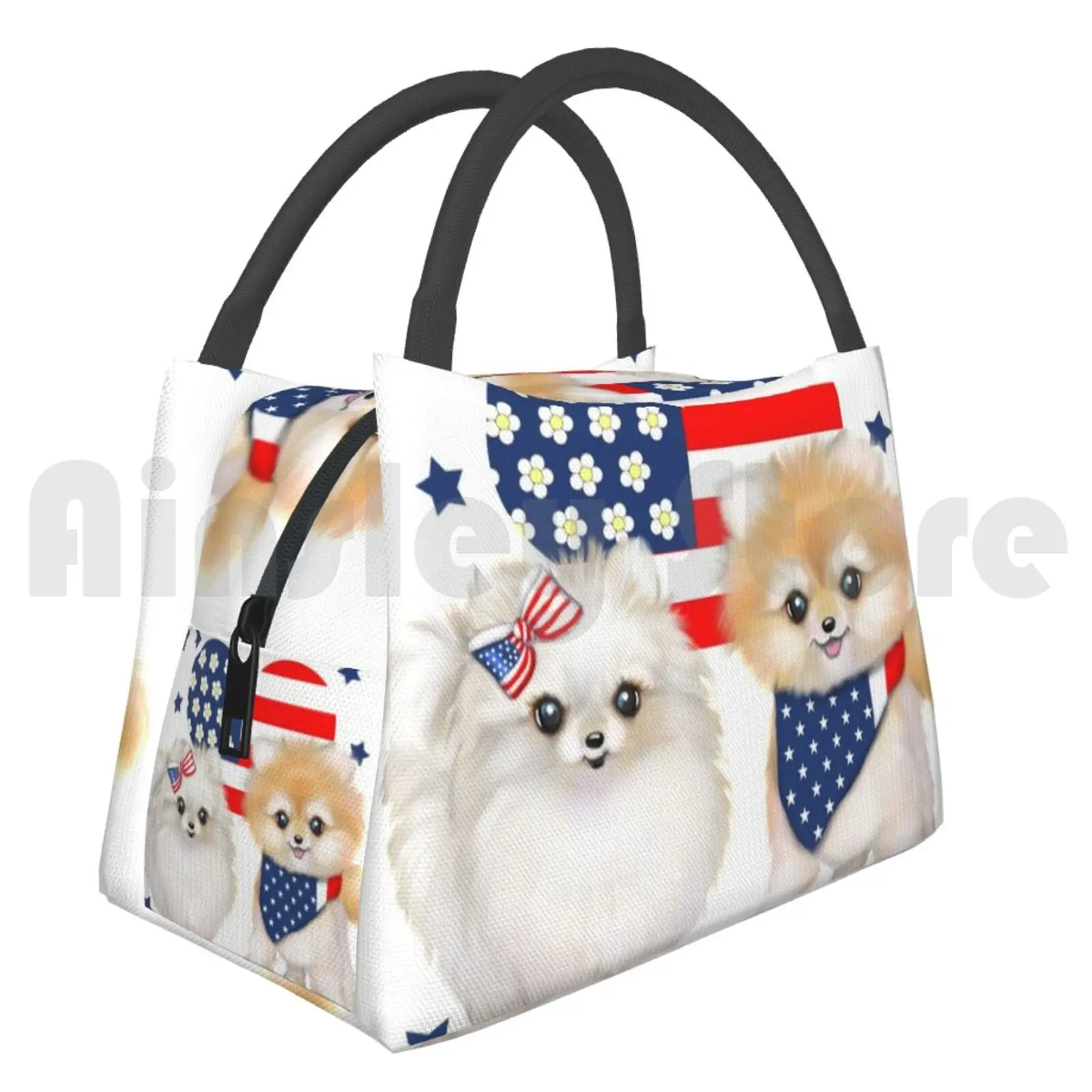 

Cooler Lunch Bag Picnic Bag Patriotic Pomeranians Bycatiacho 2381 Pomeranian Pom Dog Pets Patriotic Usa Flag Love