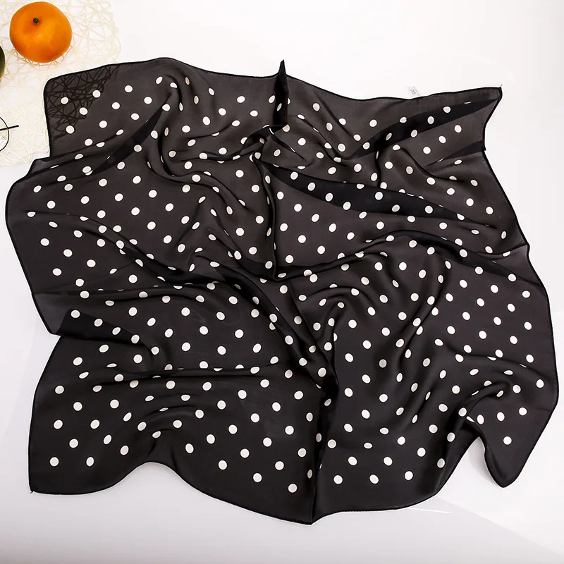 Yishine 2021 70x70cm Dots Print Square Scarf Women Bandana Hairband Lady Head Wraps Female Shawl  Neckerchief