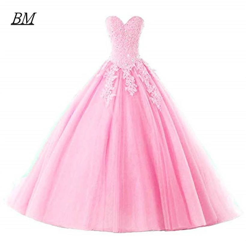 

2021 Elegant Sweetheart Quinceanera Dresses Ball Gown Appliques Beading Tulle Sweet 16 Prom Party Gown Vestido 15 Anos BM735